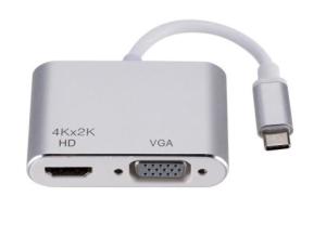 Silver / Grey Computer Accessories Type C To HDMI VGA Adapter