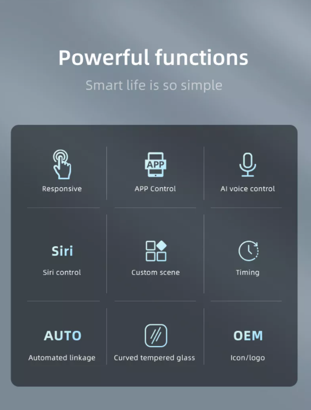 Curved Panel Tuya Smart Switch Wireless Light Switch With Google Assistant Built In