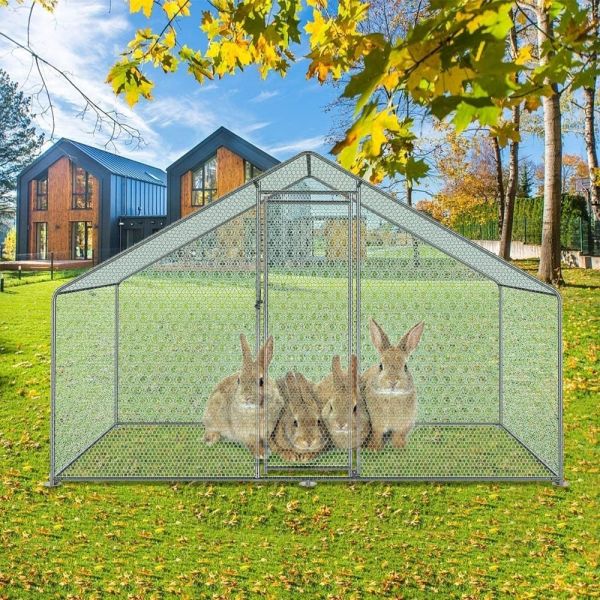 2m x 4m Steel Walk-in Chicken Run Kennel Enclosure Rabbit Hutch Poultry Coop Duck House Chicken Cage