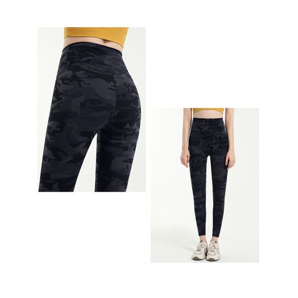 Nylon Ladies Tight Camouflage Pants Eco Grey Camo Yoga Pants Activewear