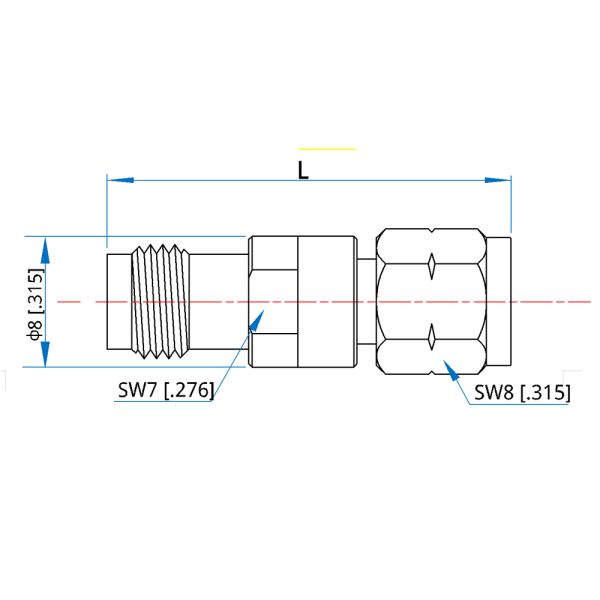 2W Male Female Radio 60db RF Attenuator DC 50GHz 2.4mm OEM