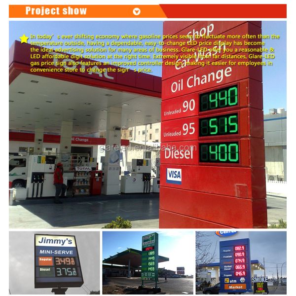 LED Digital Gas Pricer Sign for Gas Station Brightness 6000cd Waterproof level IP65