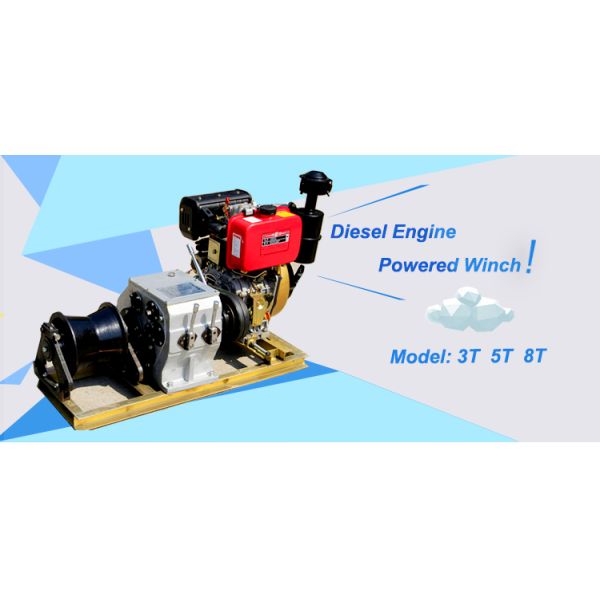 8 Ton Single Drum Gasoline Engine Powered Winch Cable Winch Puller