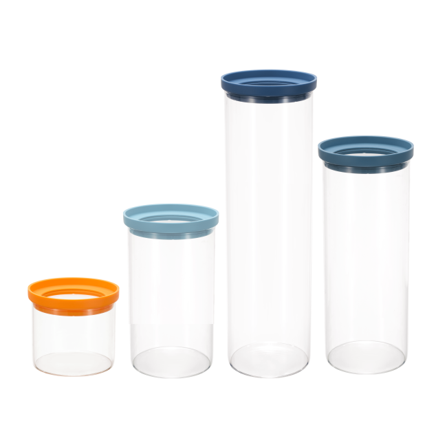 Borosilicate Glass Canister with Tempered Lid - Stackable Food Storage