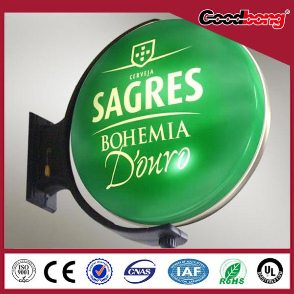 New Advertising High quality round vacuum metal frame rotating sign