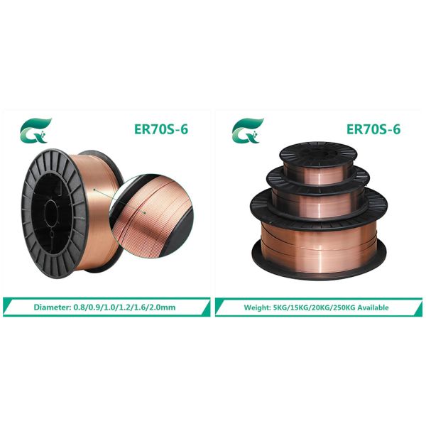 ER70S-6 Copper ARC Welding Wire MIG 0.8 ER50-6 Gas Shielded For Mild Steel Weld Carbon Steel Alloy Co2 Material