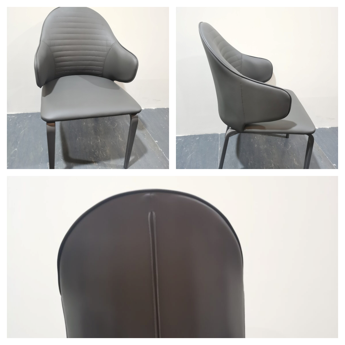 Graceful Chairs With Metal Legs , PU Brown Leather Dining Chair
