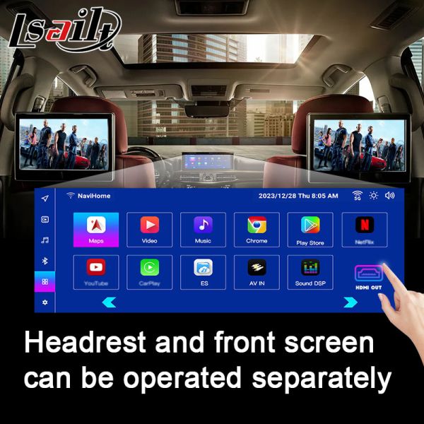 Car Navigation Box CarPlay Android Interface for Toyota Land Cruiser LC200 2013-2021 Supoort Head Rest Screen, YouTube