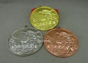 China Zinc Alloy Customized Ribbon Medals , 3D Sports Running Medals With Gold Plating wholesale