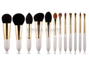 China Golden Copper Ferrule Natural Hair Makeup Brushes White Bullet Shape Handle on sale