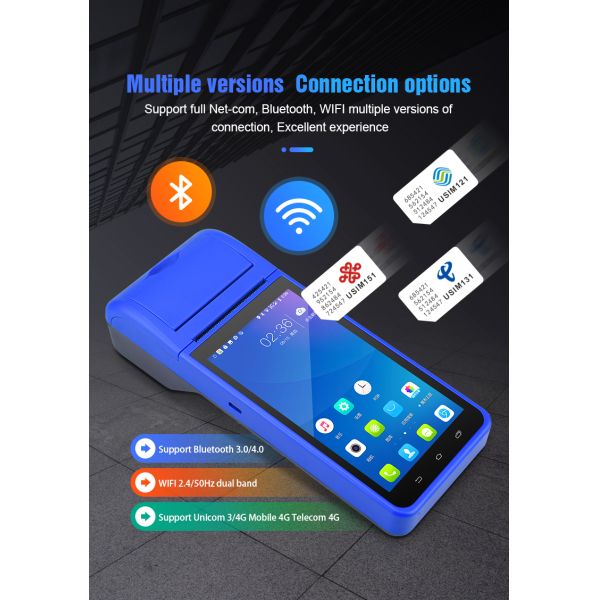 WIFI BT 4.0 58mm Thermal Receipt Printer Code Scanner Handheld Mobile Android Pos Terminal Machine Point of Sale Systems