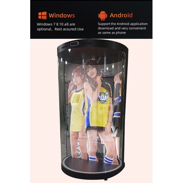 75 inch Holotube 3D Transparent LCD Display Circular Hologram Display