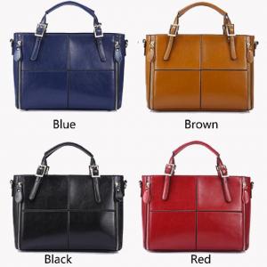 China Women'S Cross Stitching Oil Wax Leather Tote Shoulder Bag on sale