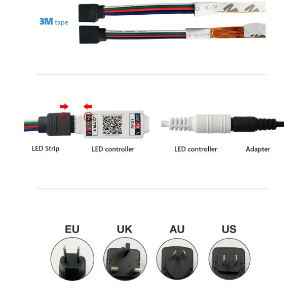 LED Light Strips Bluetooth Controller Flexible RGB 5050 Decoration BackLight Lamp Night light Luminous String For Bedroom