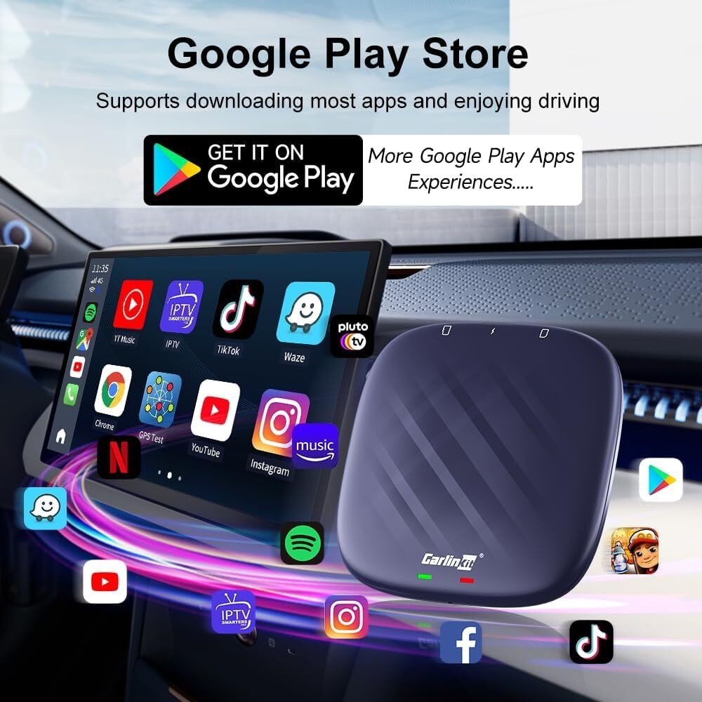 Tbox Plus Wireless Adapter CarPlay Android 13 Smart Car Ai Box 8-Core 4g 64gb With YouTube Netflix Wifi GPS LTE