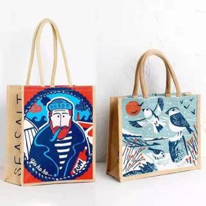 China 12colors Printing Waterproof Burlap Tote Bag Hemp Material on sale