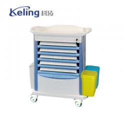 China Double Side ABS Modern Emergency Crash Cart With Drawers Boxes Garbage Bin for sale