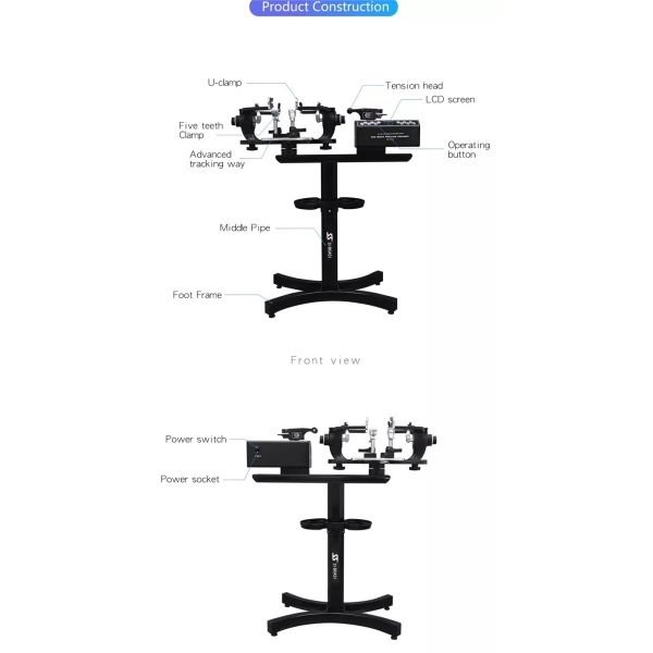 SIBOASI Portable Electric Tennis Racket Stringing Machine Black Color