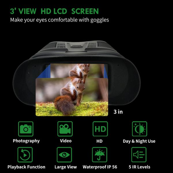 NV800SC 2K 850nm 854x480 3" LCD Head Mount Infrared Night Vision Binoculars For Camping