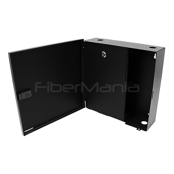 OEM ODM Wall Mount Fiber Enclosure Holds 4 LGX Adapter Panels With Single Door Black