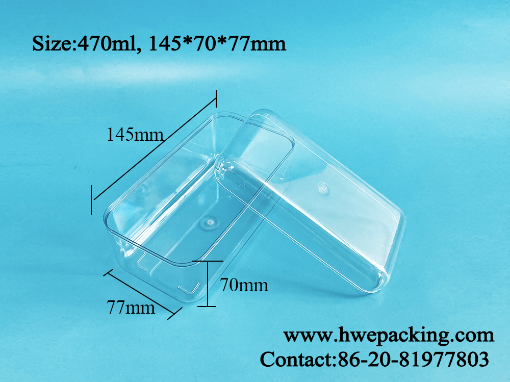 Cake Pastries Disposable Square PET Plastic Food Box Transparent Packing