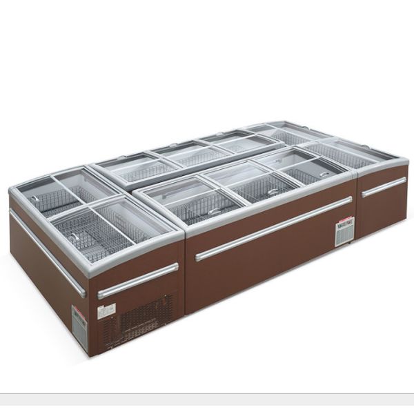 CE ROHS Commercial Display Freezer Supermarket Curved Glass Door Refrigerator