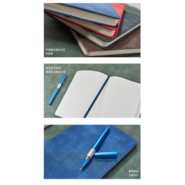 Custom Logo A5 Leather Business Office Stationery Sewing Binding Notepad Gift Box Set