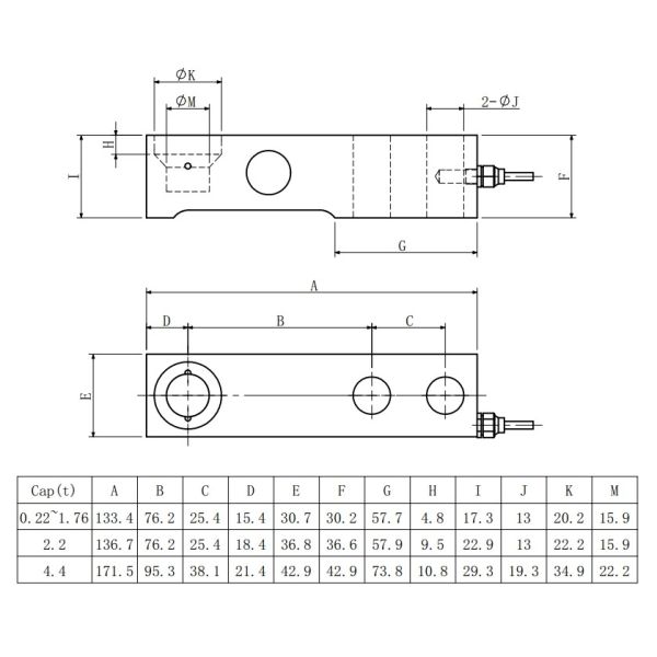 0.55t 1.1t Shear Beam Load Cell 4.4t Waterproof Force Sensor
