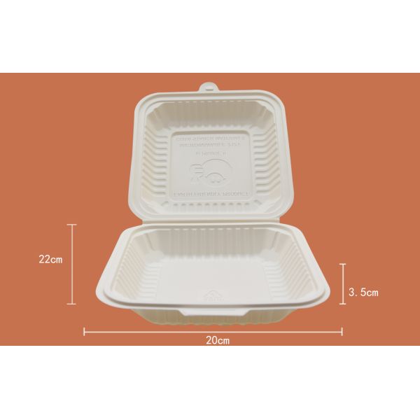 700ml capacity biodegradable compostable corn starch clamshell food box packaging box