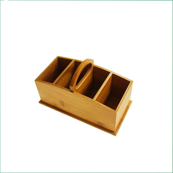 Quality portable bamboo office desk organizer with handle for sale
