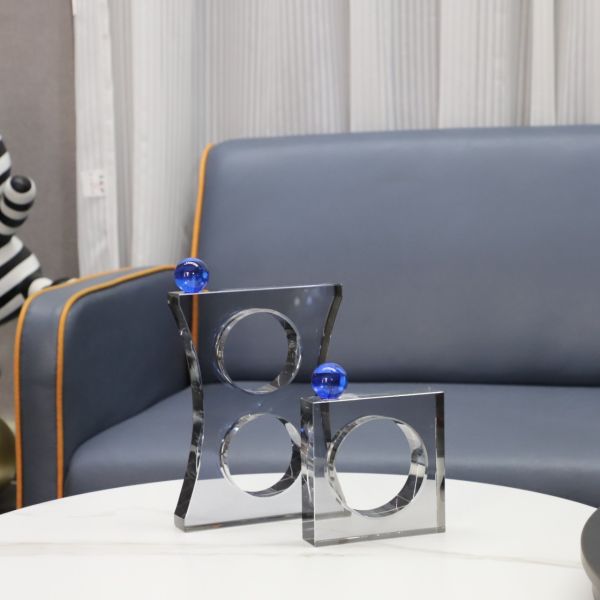 Elegant Gray Rectangle Acrylic Stand Block Lucite Ornament Gift For Home Decor