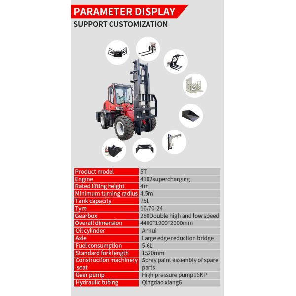 5000kg Electric Hydraulic Forklift , Diesel Forklift Truck 4400*1900*2900mm