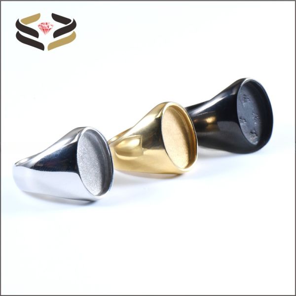 Geometric Pattern Stainless Steel Blank Wedding Band Rings With Plating Custom