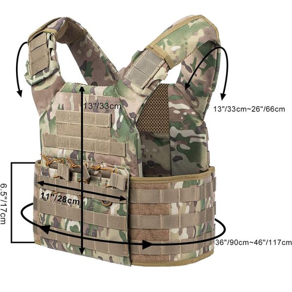 Military Camo Tactical Vest Gun Holster Jacket Air Soft CS Training 11x7x20"