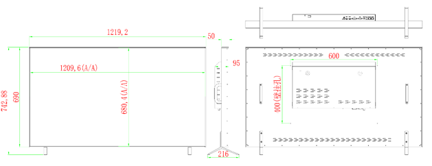 55'' professional surveillance 3840*2160 TFT 4K LED monitor display security camera system with HDMI VGA RS232 input