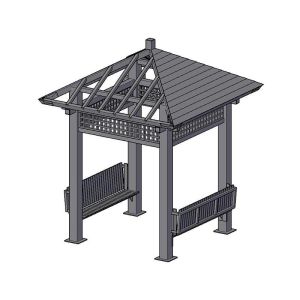 Outdoor Brown WPC Gazebo UV Resistant WPC Pavilion Assembly