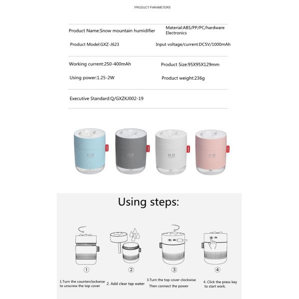 Homefish OEM Luftbefeuchter 500ml Water Tank Capacity Pure Mist Humidifyers Humidificateur d Air Portable Desktop H20 Humidifier