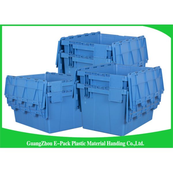 Euro Nestable Heavy Duty Plastic Storage Containers , Plastic Box With Hinged Lid Leakproof