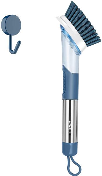 Quality Stainless Steel Handle Dish Brush With Soap Dispenser Rotating Design for sale