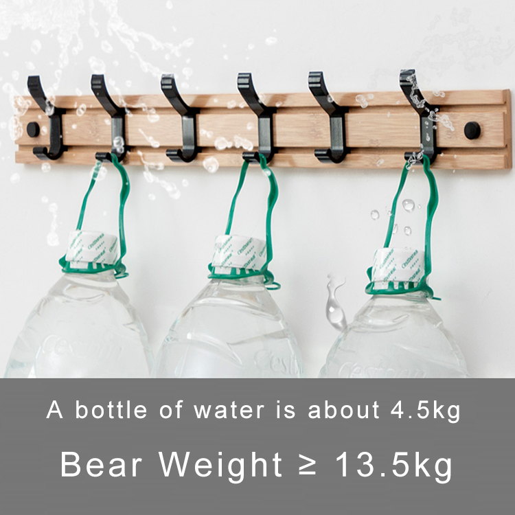 Customized Hook Quantity Solid Bamboo Wall Hanging Hooks for Living Room Organization