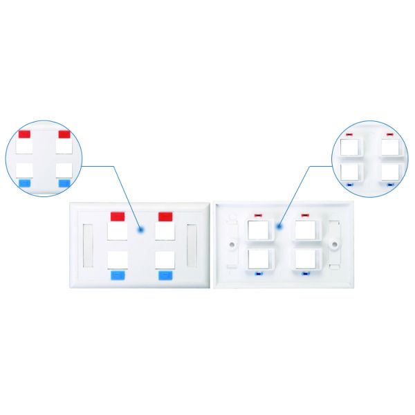 4 Port Cat6 Faceplate Wall Sockets Easy To Assemble / Disassemble Long Lifespan