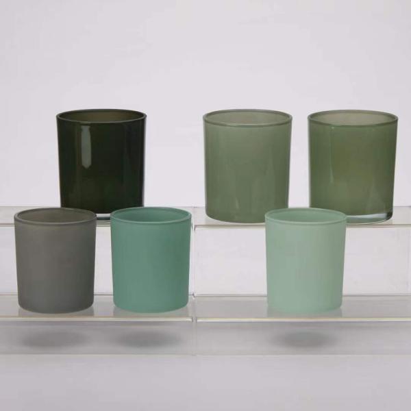 Quality OEM Round Glass Jar Candle Holders Spray Color Machine Made for sale