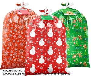 China Large Christmas Gift Bags Oversized Christmas Bags 44X36 Large Size Plastic Gift Bags With Tag & Tie, Jumbo Large on sale