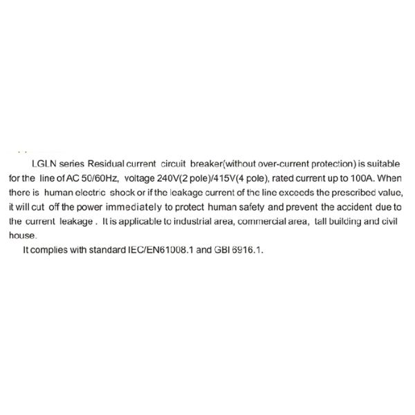 100a RCCB residual current circuit breaker for civil house