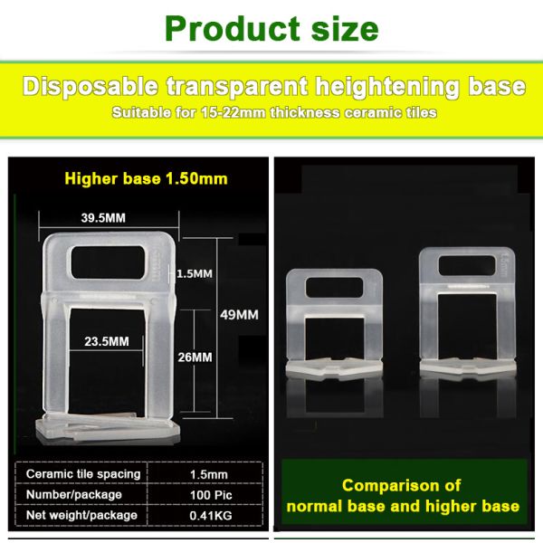 Tile Leveling System Clips / Tile Leveling Heightening Base for 15-22mm Thickness Ceramic