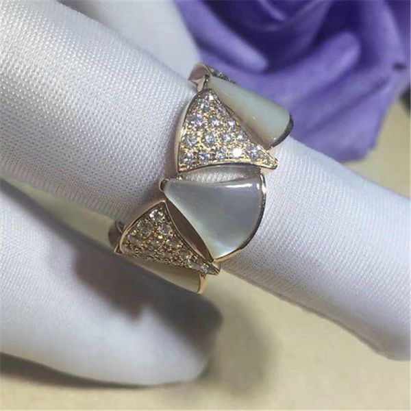 Luxury jewe factory divas' dream series ring 18k white gold yellow gold rose gold diamond fritillaria ring
