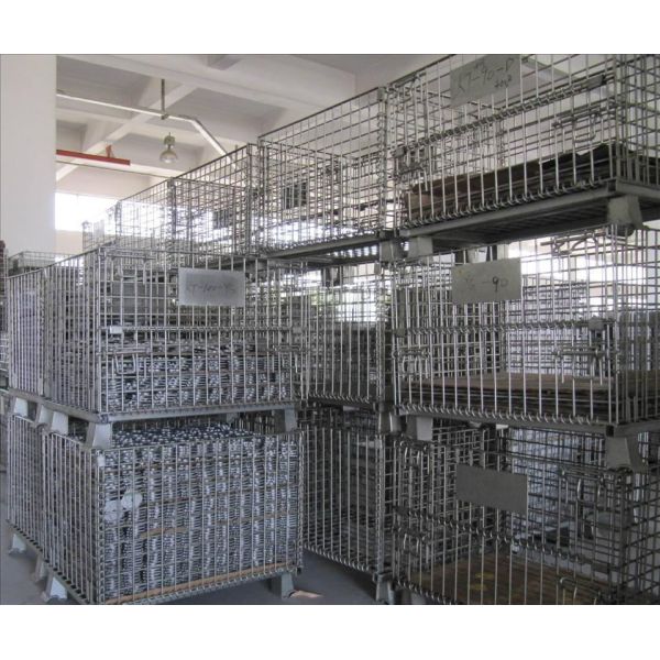 Collapsible Wire Mesh Containers Pallets Metal Foldable Cage With 500KG Capacity