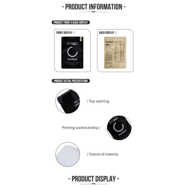 Mylar Foil Lined Shake Plastic Whey Protein Powder Packaging Bag Health Food Bag With Zipper