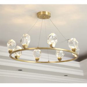 Modern Circle Rectangle Chandelier Lighting Living Dining Room Diamond Crystal