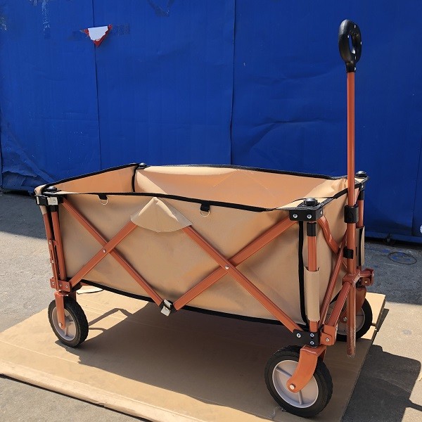 Adjustable Handle Collapsible Wagon Cart Collapsible Pull Along Trolley On Wheels